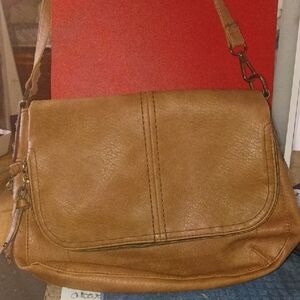 Tan Crossbody Messenger Bag - Leather